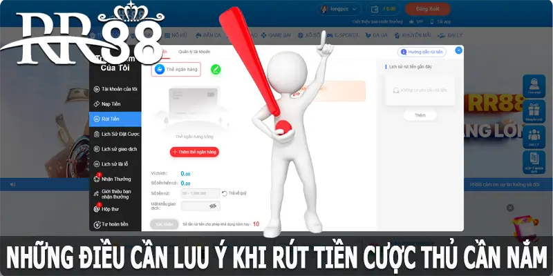 Những điều cần lưu ý khi rút tiền RR88 cược thủ cần nắm