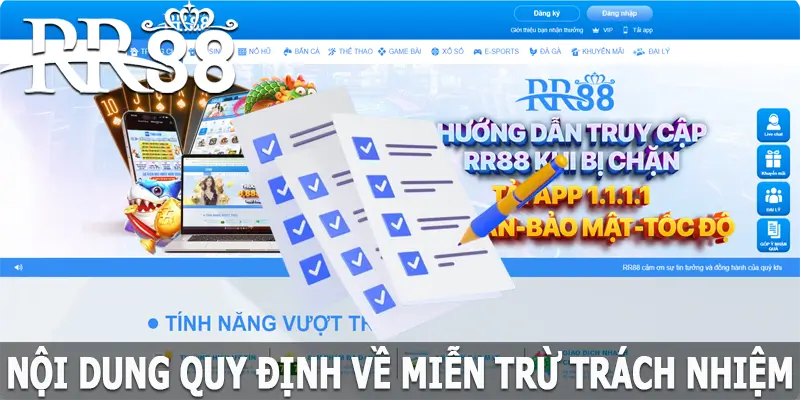 Nội dung quy định về miễn trừ trách nhiệm tại RR88