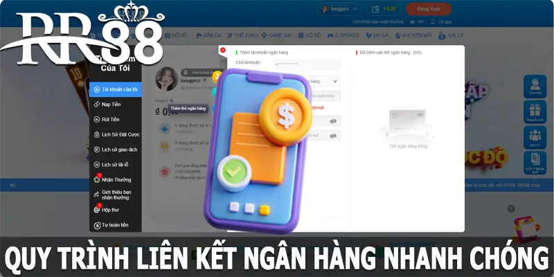 Quy trình liên kết ngân hàng RR88 nhanh chóng