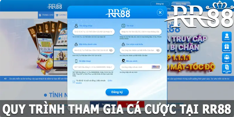 Quy trình tham gia cá cược tại RR88